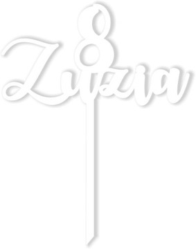 BIAŁY TOPPER NA TORT URODZINY WIEK + IMIĘ