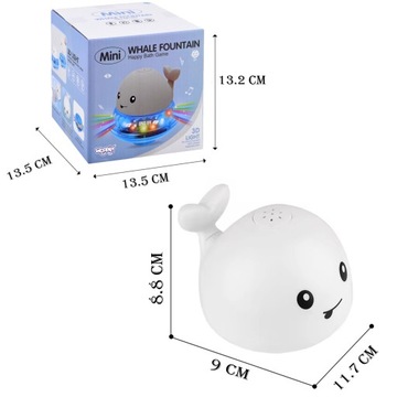 WIELORYBEK FONTANNA DO KĄPIELI ŚWIECĄCY ZABAWKA DO WANNY BIAŁY WOOPIE