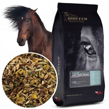 BIOFEED HORSE & PONY Pasza Musli dla koni nadpobudliwych bez CBD owsa 20kg