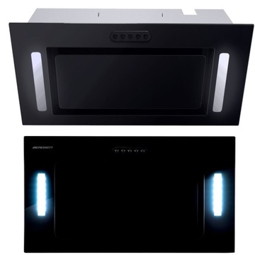 OKAP KUCHENNY PODSZAFKOWY CZARNY LED 52cm SZKŁO WYCIĄG POCHŁANIACZ 380m3/h