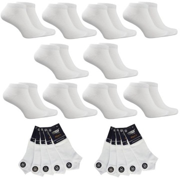 10x SKARPETY MĘSKIE STOPKI PREMIUM BAWEŁNIANE BIAŁE STYLOWE SPORTOWE BASIC