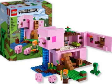 KLOCKI LEGO MINECRAFT DOM W ŚWINIE 490 ELEMENTÓW + KARTKA PREZENT