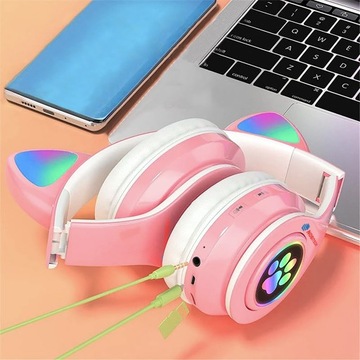 НАУШНИКИ ДЕТСКИЕ КОШАЧЬИ УШИ ON-EAR BT LED RGB