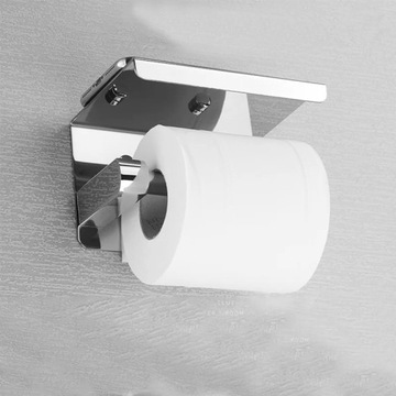 ДЕРЖАТЕЛЬ ДЛЯ ТУАЛЕТНОЙ БУМАГИ С ПОЛОЧКОЙ ДЛЯ ТЕЛЕФОНА ХРОМ LOFT WC СЕРЕБРЯНЫЙ