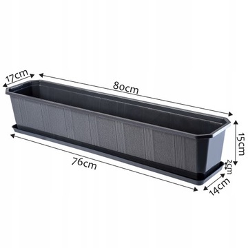 БАЛКОННЫЙ ЦВЕТОЧНЫЙ ГОРШОК + РУЧКИ НА ПОДСТАВКЕ 80 СМ ГРАФИТ