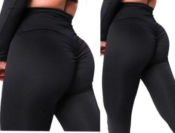 LEGGINSY DAMSKIE PUSH UP MARSZCZENIE CZARNE S/M