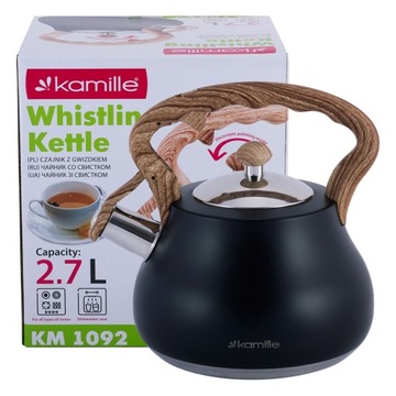Czajnik tradycyjny stalowy Kamille 2,7 l czarny