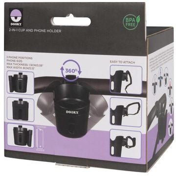 Dooky 2-в-1 держатель для чашки и телефона в коляску