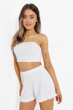 BOOHOO WVX CROP TOP OPASKA BANDEAU BIAŁY S