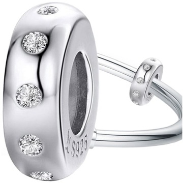 CHARMS srebro 925 STOPER cyrkonie zawieszka