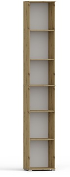 Regał Pola 215x40 Dąb Artisan. szeroki 40 cm, 6 półek na książki i segregat