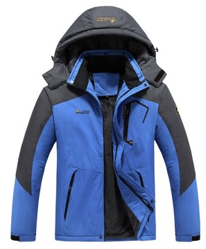 KURTKA MĘSKA ZIMOWA OCIEPLANA Z KAPTUREM OUTDOOR - NIEBIESKA - XL