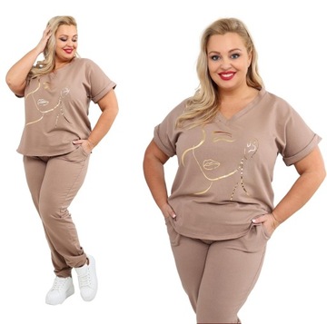 PREMIUM KOMPLET DRESOWY DRES PLUS SIZE BAWEŁNA KOLORY KRÓTKI RĘKAW 3XL