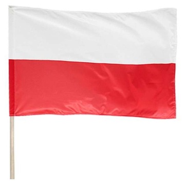 POLSKA FLAGA narodowa XL 68 x 110 na drzewcu kiju