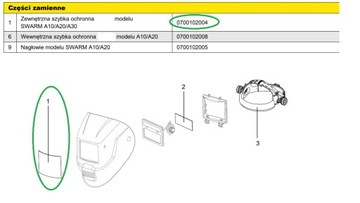 Zewnętrzna szybka ochronna do ESAB SWARM A 20 1szt.