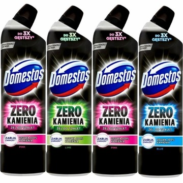 Domestos Zero Kamienia Gęsty Żel do Toalety WC Lime Blue Pink MIX 4x 750ml