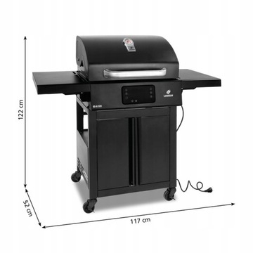 GRILL ELEKTRYCZNY LANDMANN E-GRILL 3.2kW CZARNY NA KÓŁKACH ŻELIWNY RUSZT !