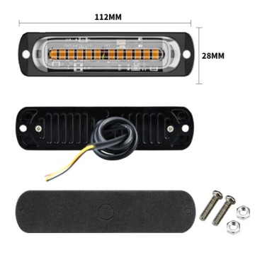 4x Licht OSTRZEGAWCZA OBRYSOWA STROBOSKOP 12 LED 112mm pomaranczowa 12V 24V | thumb 1