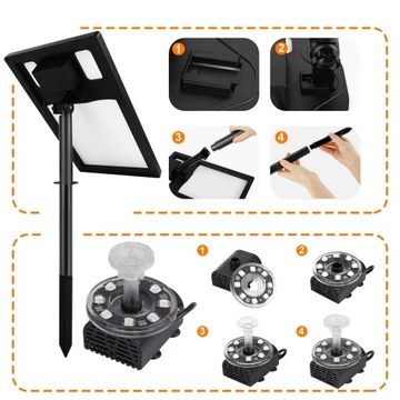 СОЛНЕЧНЫЙ НАСОС 7ВТ ДЛЯ СВЕТОДИОДНОГО ПРУДА 230Л/Ч