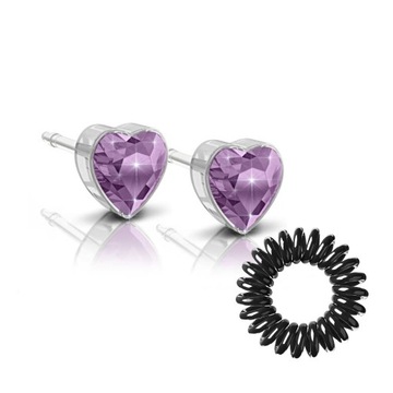 BLOMDAHL KOLCZYKI STAŁE HEART L.AMETHYS 6mm+GRATIS