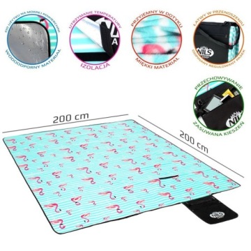 Большое водонепроницаемое одеяло для пляжного пикника 200x200 см