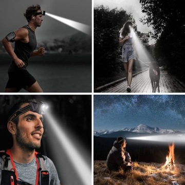 LATARKI CZOŁOWE MINI LED 6 TRYBY Z REGULACJĄ CZUJNIKA DO JOGGINGU