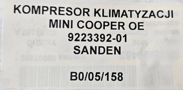 KOMPRESOR KLIMATIZACE MINI COOPER OE 9223392-01