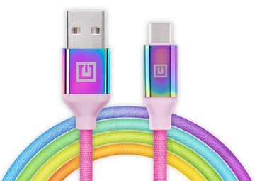 Kabel Premium REAL-EL USB A do USB Typu C Rainbow