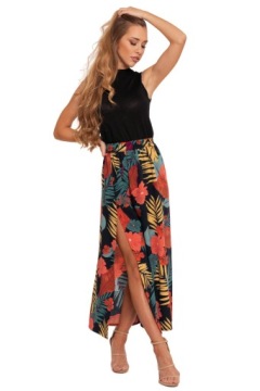 Длинное женское платье MAXI SUIT с цветочным разрезом модное воздушное MORAJ XL