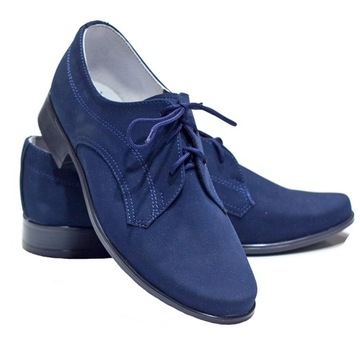 Buty nubuk komunijne dla chłopca obuwie chłopięce do komunii granat OM13-33