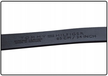 TOMMY HILFIGER PASEK DO SPODNI PLAQUE BELT ADJ 3,5 CM CZARNY r.115