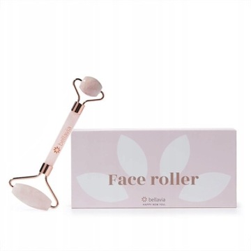 Wałek do masażu twarzy Bellavia w pudełku upominkowym różowy kwarc