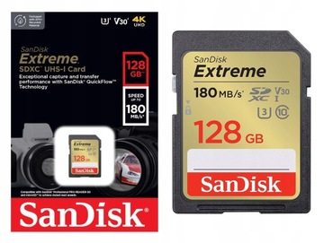 SANDISK EXTREME SDXC 128 ГБ 180/90 МБ/с A2