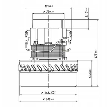 УНИВЕРСАЛЬНЫЙ ДВУХТУРБИННЫЙ ДВИГАТЕЛЬ ДЛЯ ПЫЛЕСОСА KARCHER NT501 1400Вт 175мм