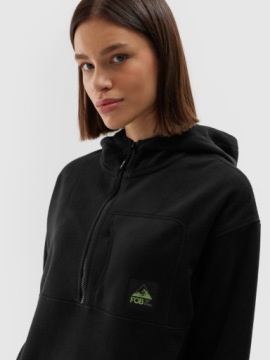 4F Женский флисовый флис с капюшоном стандартного размера — черный, XL