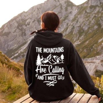 Czarna Bluza z kapturem Góry Mountains XL
