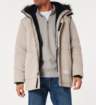 Kurtka Abercrombie Hollister L / XL all-weather sherpa beżowa