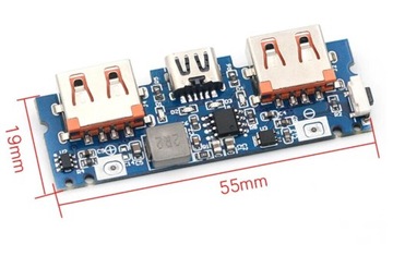 Порты модуля Powerbank BMS 2xUSB 5 В 2,4 А USB-C microUSB / 0031