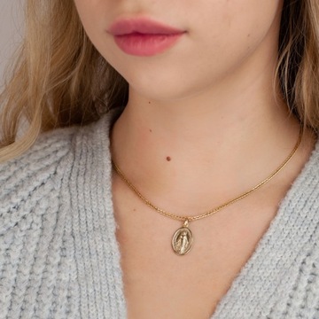 ДВУСТОРОННЯЯ МЕДАЛЬ С ЧУДО-МАТЕРЬЮ, ЗОЛОТО 585 ПРОБЫ