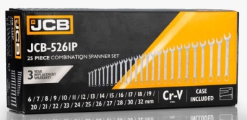 НАБОР КОМБИНИРОВАННЫХ КЛЮЧЕЙ, 25 ЭЛЕМЕНТОВ CRV СТАЛЬ, 6–32 ММ JCB