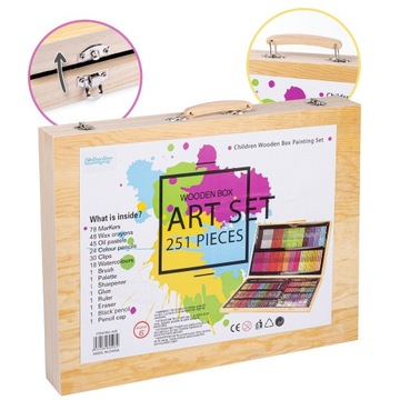 ХУДОЖЕСТВЕННЫЙ НАБОР ДЛЯ РИСОВАНИЯ ДЛЯ ДЕТЕЙ, ЧЕМОДАН, МАЛКИ, РУЧКИ, КРАСКИ 251