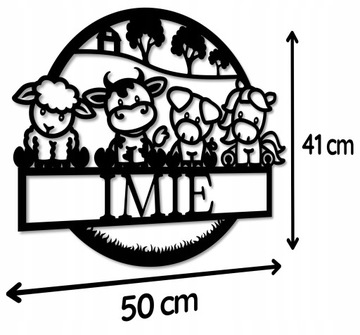 НАДПИСЬ ИМЯ РЕБЕНКА НА СТЕНЕ ДЛЯ ДЕТСКОЙ КОМНАТЫ 50 см ЖИВОТНАЯ ФЕРМА