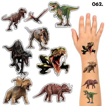 TATUAŻE ZMYWALNE DLA DZIECI TYMCZASOWE DINO DINOZAURY - 8 EL. / 150 WZORÓW
