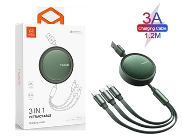 KABEL Mcdodo USB 3W1 IPHONE MICRO-USB USB-C 3A