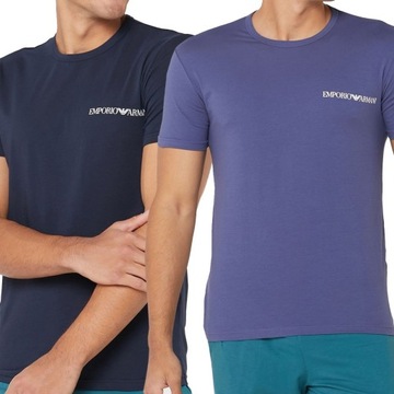 Emporio Armani t-shirt koszulka męska granat i fiolet 2-pack M