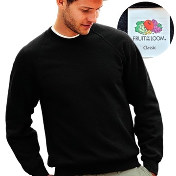 Męska GRUBA Bluza Raglan - CLASSIC - FRUIT OF THE LOOM black M