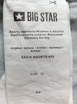 SZORTY JEANS MĘSKIE BIG STAR ROZMIAR 30 GRANATOWE