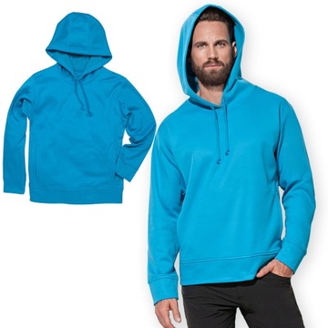 BLUZA MĘSKA ciepła z kapturem HOODIE SPORTOWA z polarem NIEBIESKA M