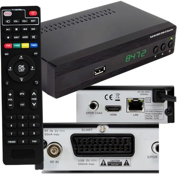 DVB-T2 ДЕКОДЕР FULL HD TV H.265 HDMI ТЮНЕР ВНУТРЕННЯЯ USB АНТЕННА АКТИВНА
