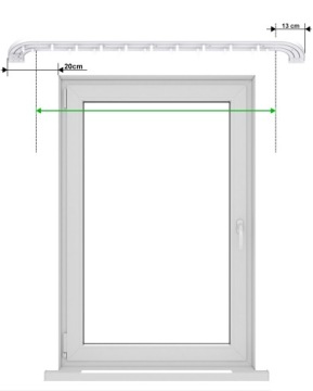 Потолочный карниз из ПВХ одинарный с чехлом и аркой. Рейка с чехлом 280.